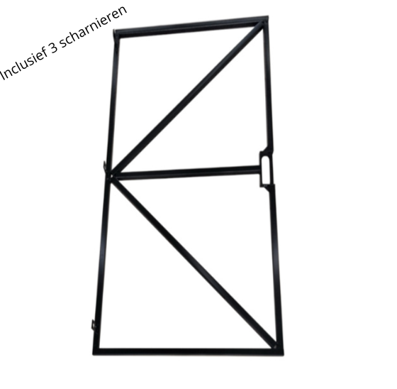 Poortframe - 100x180cm - met groot slotkast - Vuurverzinkt en zwart gepoedercoat