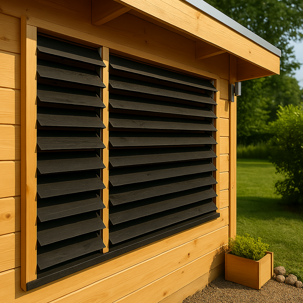 Draaibare lamellen RVS 50cm hoog compleet met zwarte planken