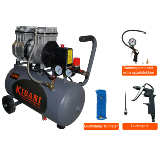 Kibani stille compressor 24 Liter - SET
