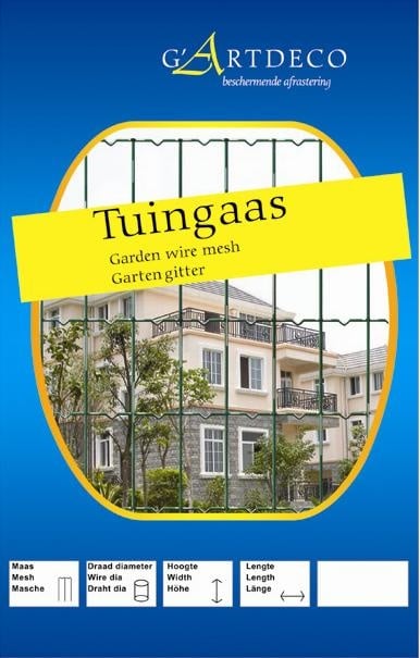 Tuingaas 102x51 MM groen geplastificeerd hoog 60 CM lengte 25 MTR