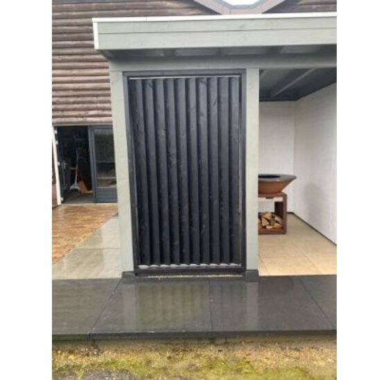Flex Fence draaibare lamellen Elegance – kantelbaar RVS 304 shuttersysteem zwart gepoedercoat voor 42 planken, volledig afsluitbaar en inkortbaar