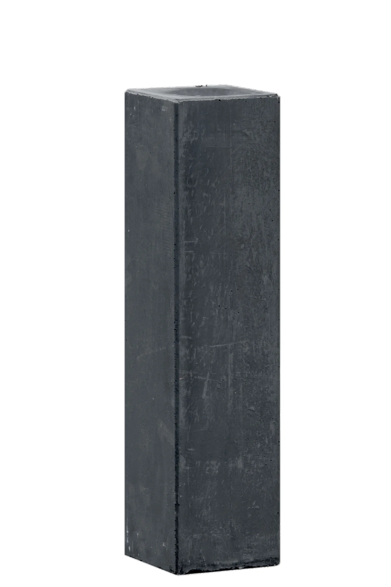 Betonpoer 120 × 120 × 450 mm antraciet met M16 schroefhuls, oud-hollandse afwerking