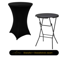 1 x Statafel Zwart + 1 x rok Zwart