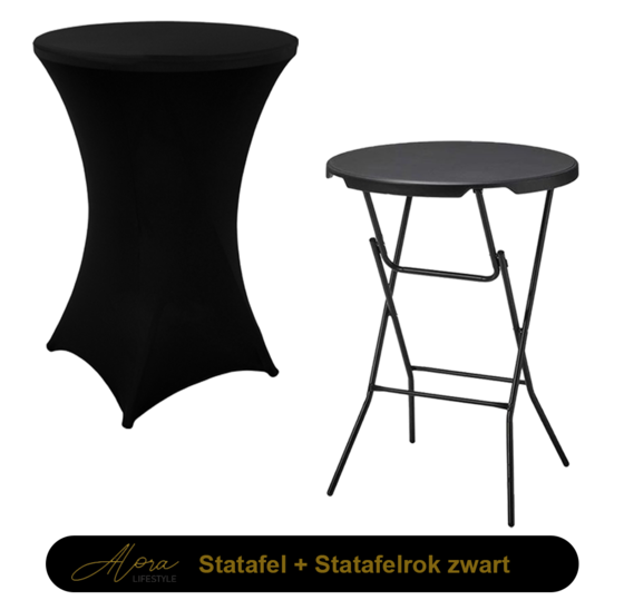 1 x Statafel Zwart + 1 x rok Zwart