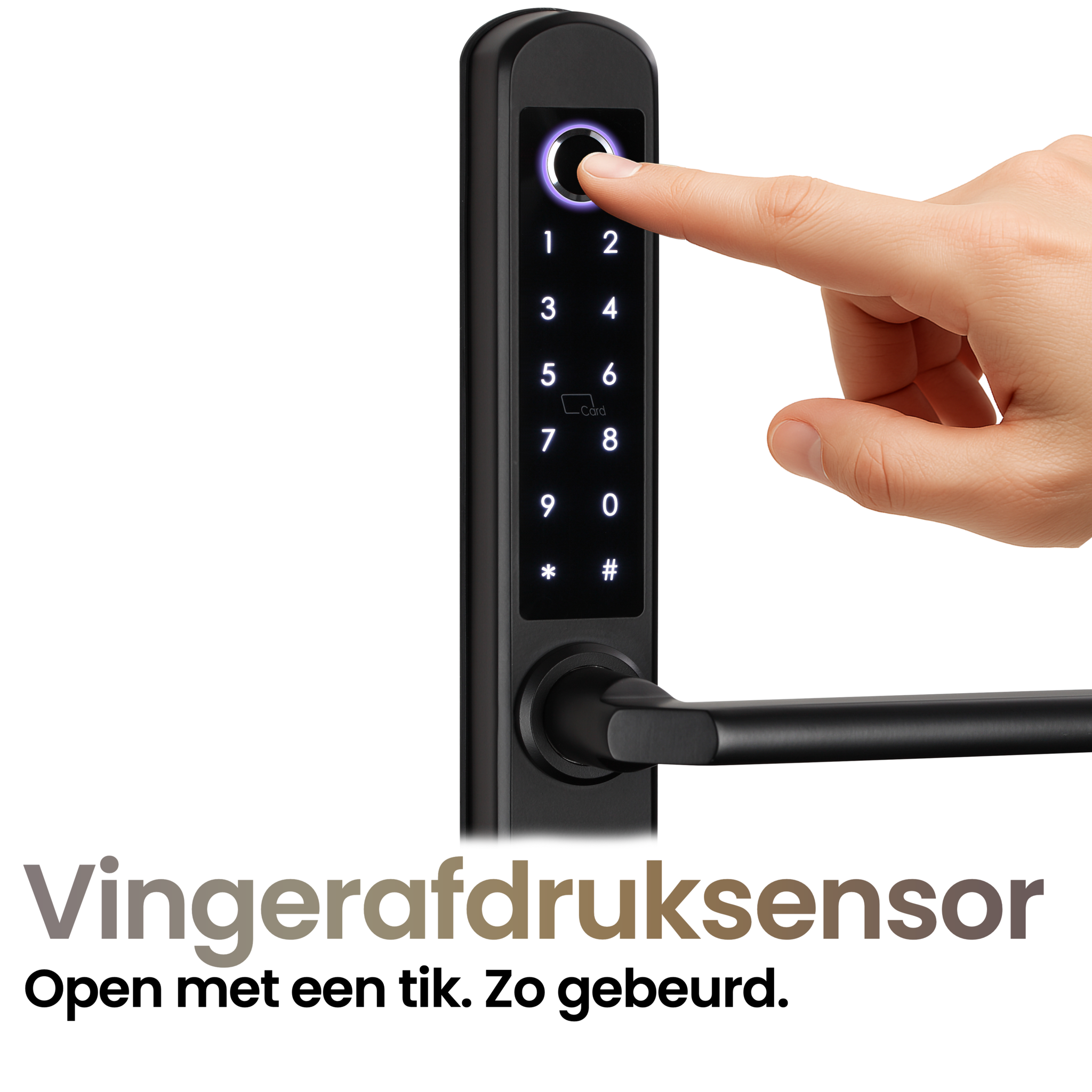 Vingerafdruk deurslot met app, pincode en kaart - aluminium zwart
