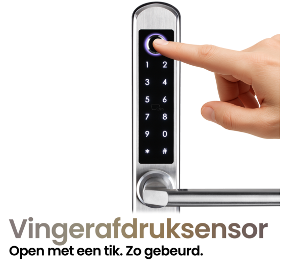 Smart deurslot met vingerafdruk, pincode en app - aluminium zilver
