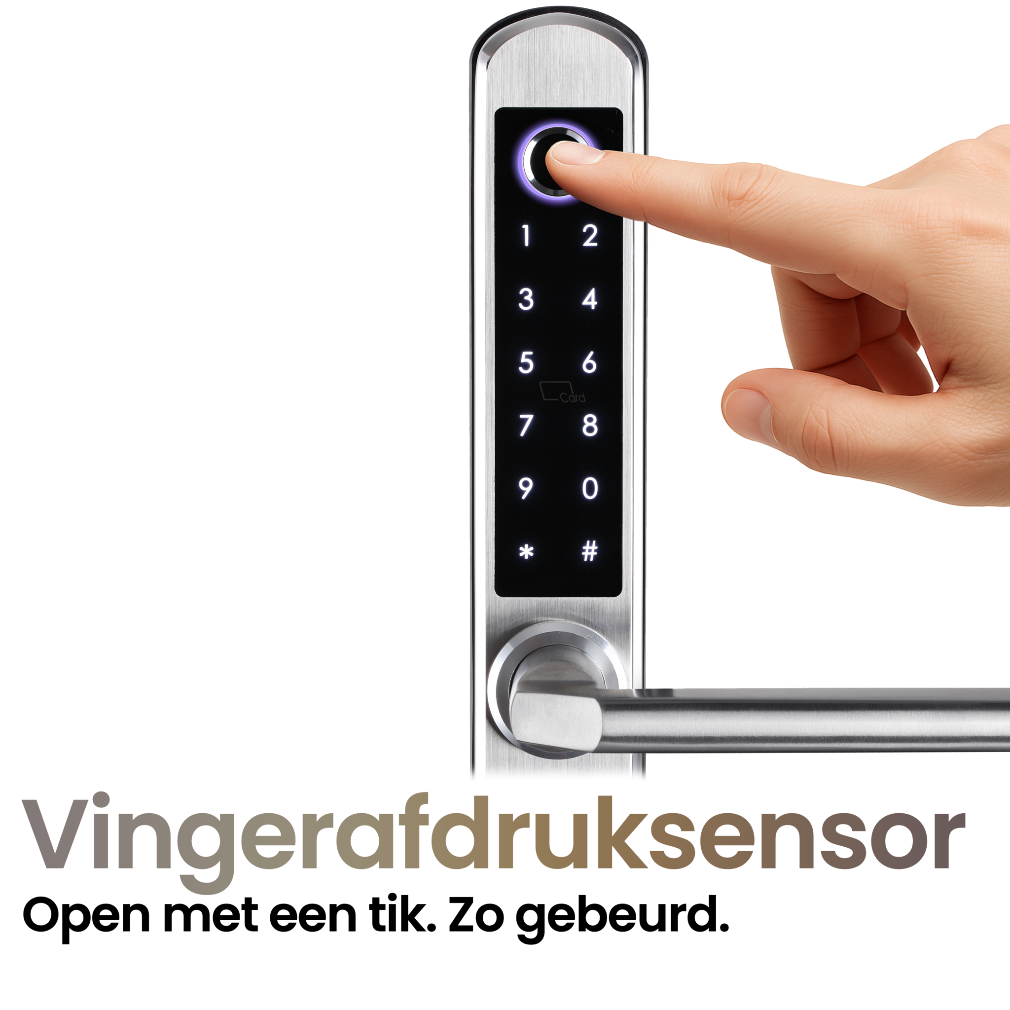 Smart deurslot met vingerafdruk, pincode en app - aluminium zilver
