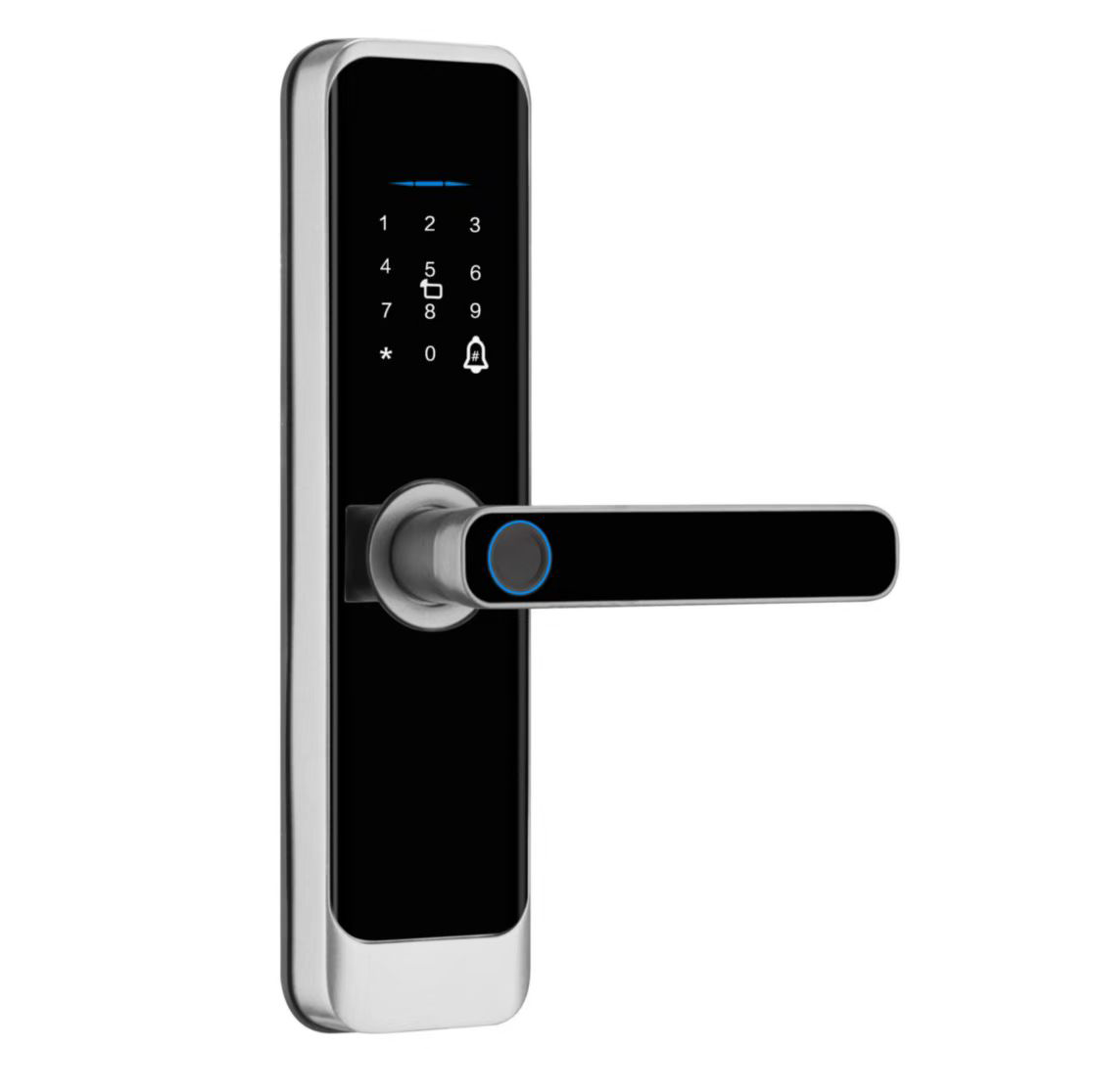 Smart deurslot met app, vingerafdruk, pincode en kaart - zilver