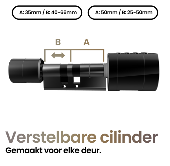 Verstelbaar smart cilinderslot met vingerafdruk en app-bediening