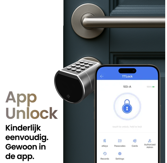 Verstelbaar smart cilinderslot met vingerafdruk en app (35-66mm)