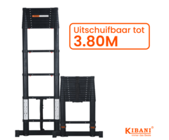 Kibani Telescoopladder 3,80 meter Zwart