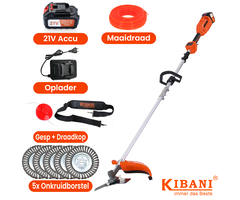 Kibani Accu Bosmaaier model 2025 incl. 5 onkruidborstels