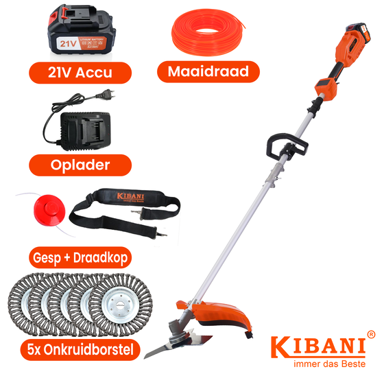 Kibani Accu Bosmaaier model 2025 incl. 5 onkruidborstels
