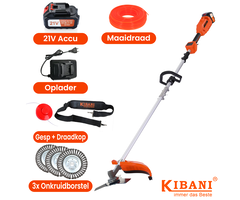 Kibani Accu Bosmaaier model 2025 incl. 3 onkruidborstels