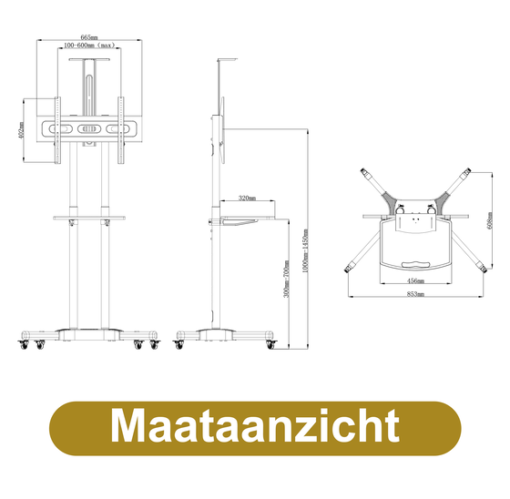 Alora TV standaard op wielen 32-65"