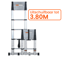 Kibani Telescoopladder 3,80m Zilver - Compact & Veilig