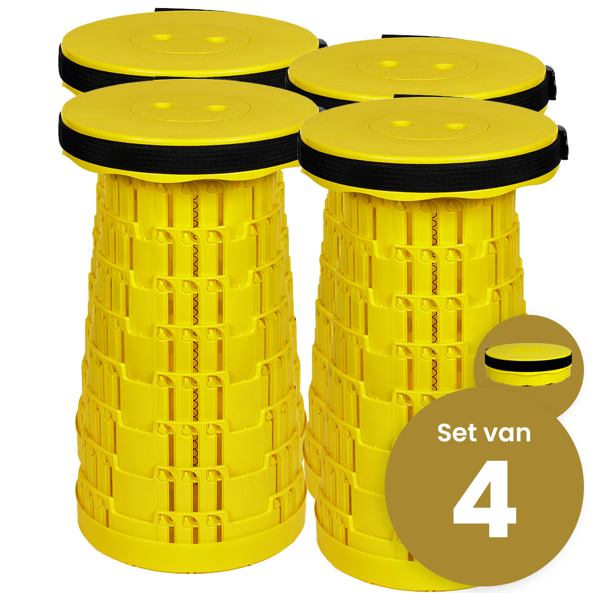 Alora Opvouwbare kruk extra strong vol geel (4 stuks)