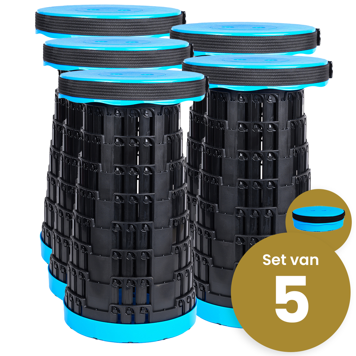 Opvouwbare telescopische kruk extra sterk blauw - set van 5 stuks