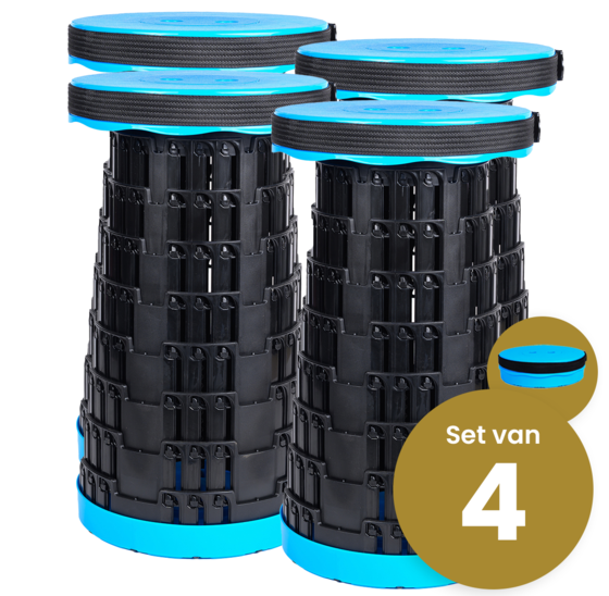 Opvouwbare kruk met telescopisch systeem, draagkracht 150 kg, blauw