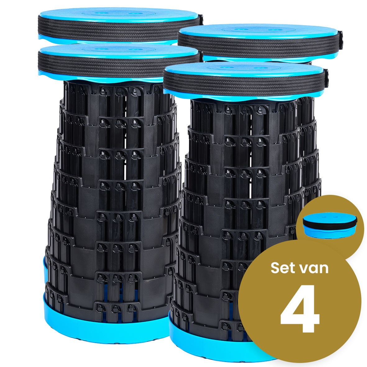 Opvouwbare kruk met telescopisch systeem, draagkracht 150 kg, blauw