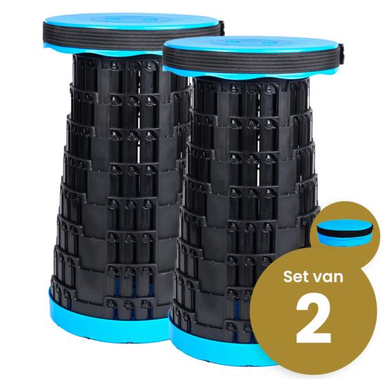Opvouwbare telescopische kruk extra sterk blauw 2 stuks antislip
