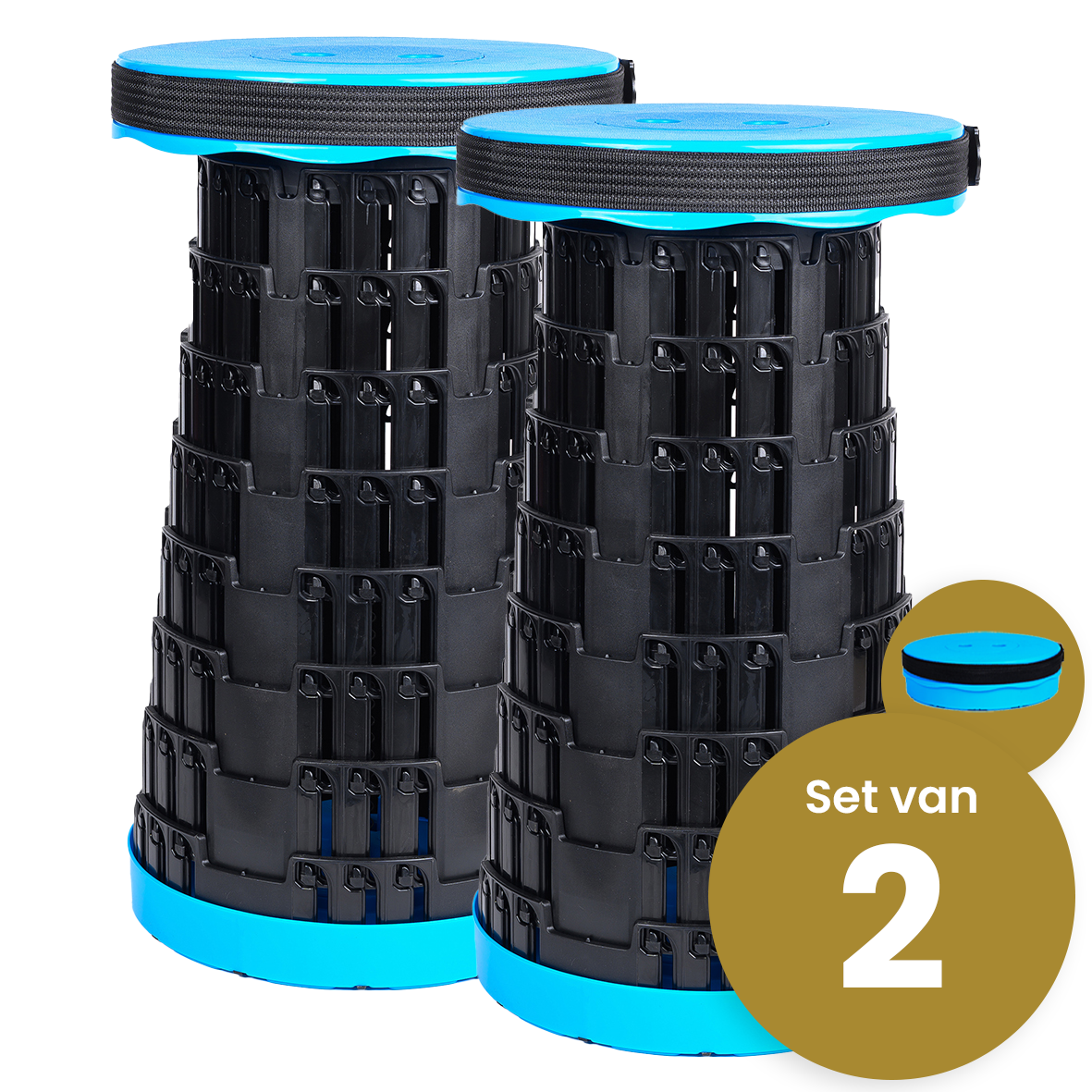 Opvouwbare telescopische kruk extra sterk blauw 2 stuks antislip