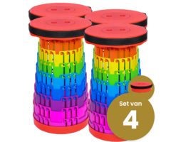 Opvouwbare kruk extra sterk regenboog 150kg draagkracht - 4 stuks