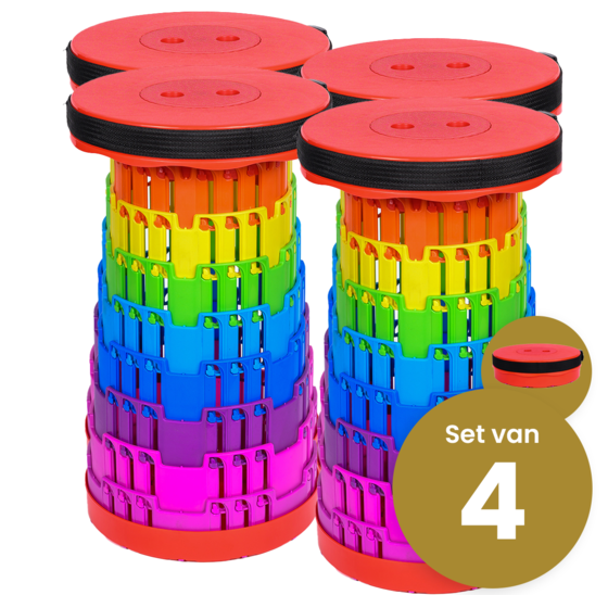 Opvouwbare kruk extra sterk regenboog 150kg draagkracht - 4 stuks