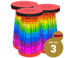 Opvouwbare kruk telescopisch stapelbaar regenboog set van 3 stuks