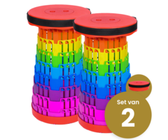 Opvouwbare kruk telescopisch extra sterk regenboog (set van 2)