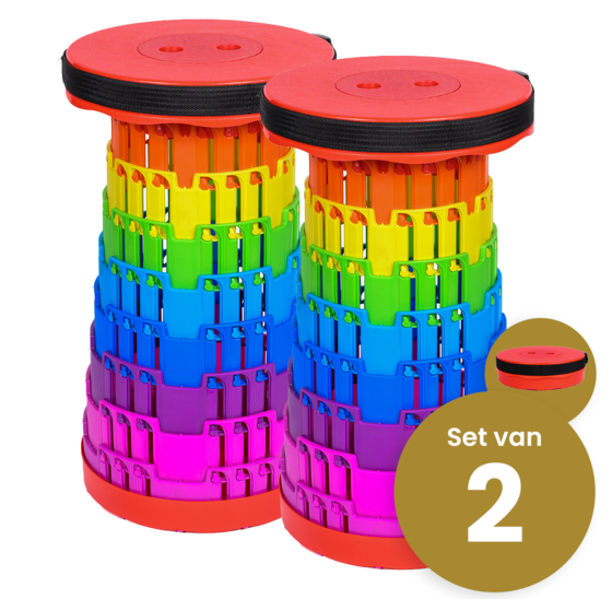 Opvouwbare kruk telescopisch extra sterk regenboog (set van 2)
