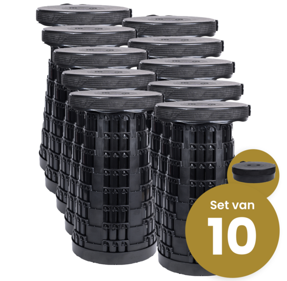 Opvouwbare kruk extra strong zwart - telescopisch verstelbaar (10 stuks)