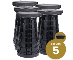 Opvouwbare kruk extra sterk zwart met smiley, set van 5 stuks