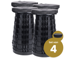 Opvouwbare kruk extra stevig zwart, set van 4 stuks