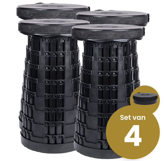 Opvouwbare kruk extra stevig zwart, set van 4 stuks