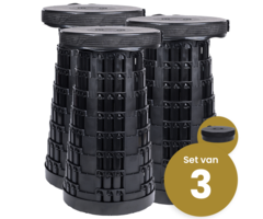 Opvouwbare kruk extra stevig zwart 3 stuks - draagvermogen 150kg