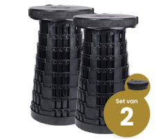 Opvouwbare kruk extra strong zwart set van 2 stuks - Alora