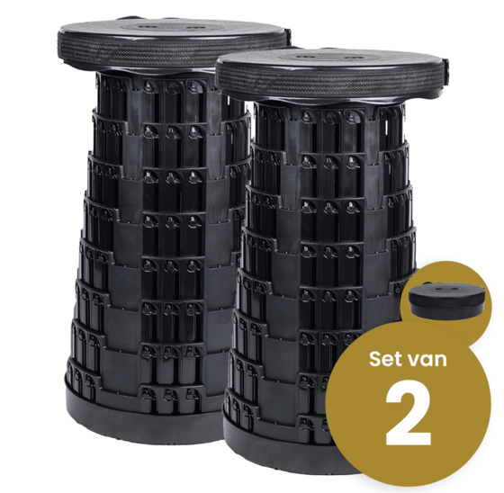 Opvouwbare kruk extra strong zwart set van 2 stuks - Alora