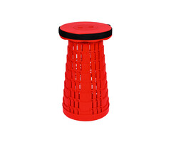Opvouwbare kruk extra stevig met geribde structuur, rood, draagbaar