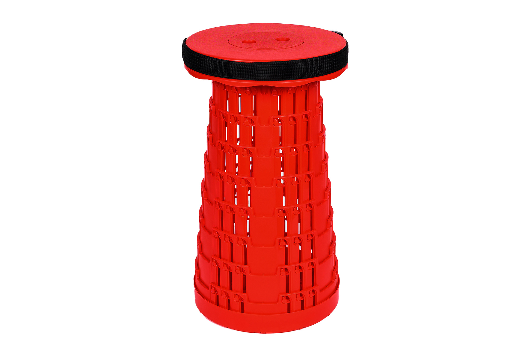 Opvouwbare kruk extra stevig met geribde structuur, rood, draagbaar
