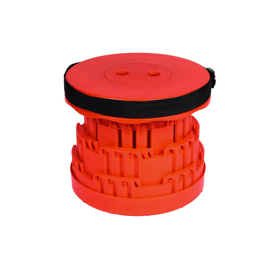 Opvouwbare kruk extra stevig met geribde structuur, rood, draagbaar