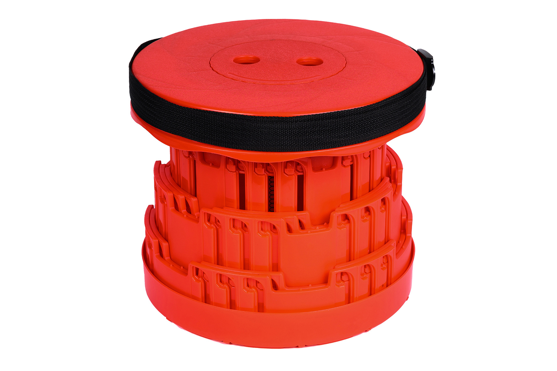 Opvouwbare kruk extra stevig met geribde structuur, rood, draagbaar