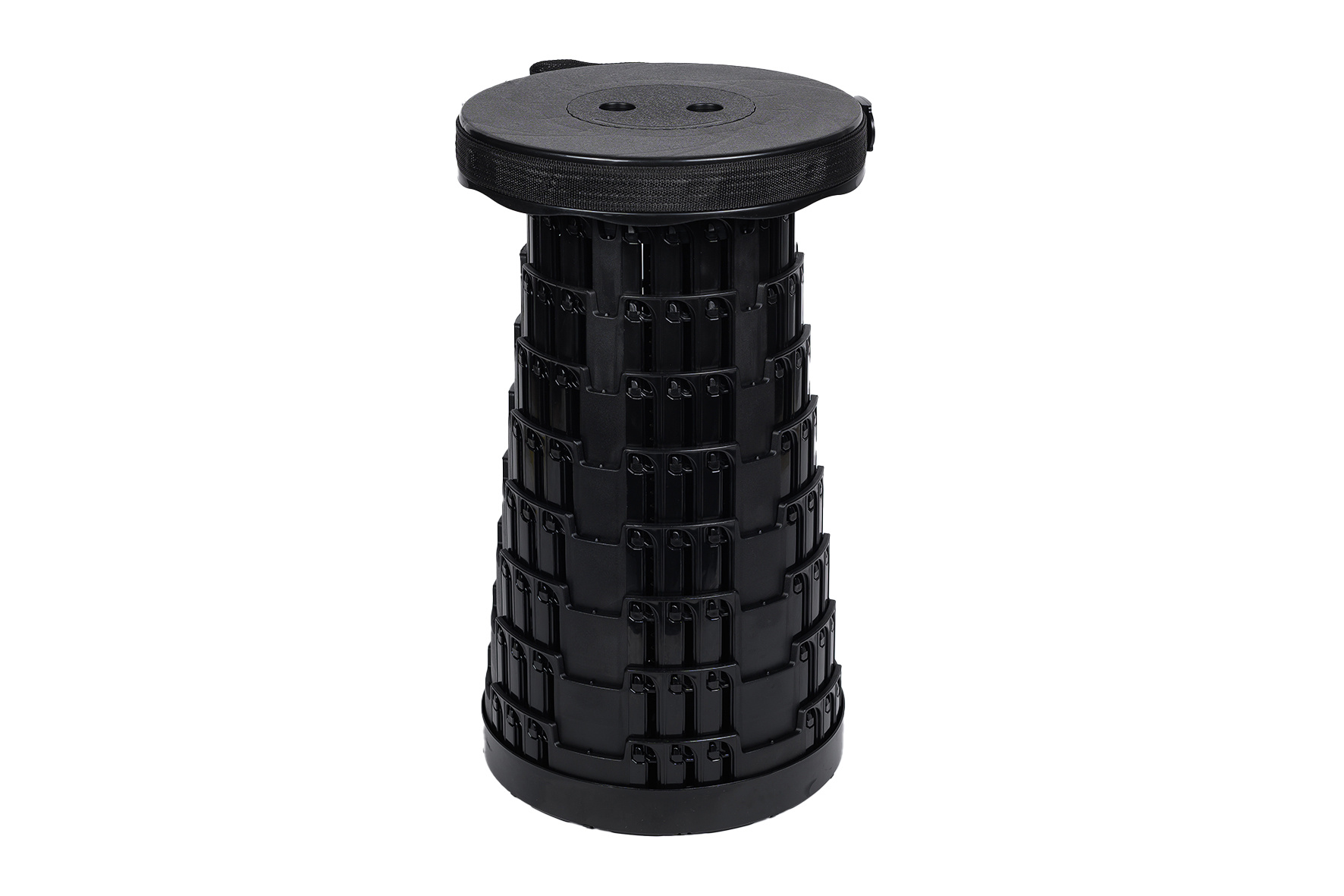 Telescopische opvouwbare kruk met draagband, extra stevig, zwart
