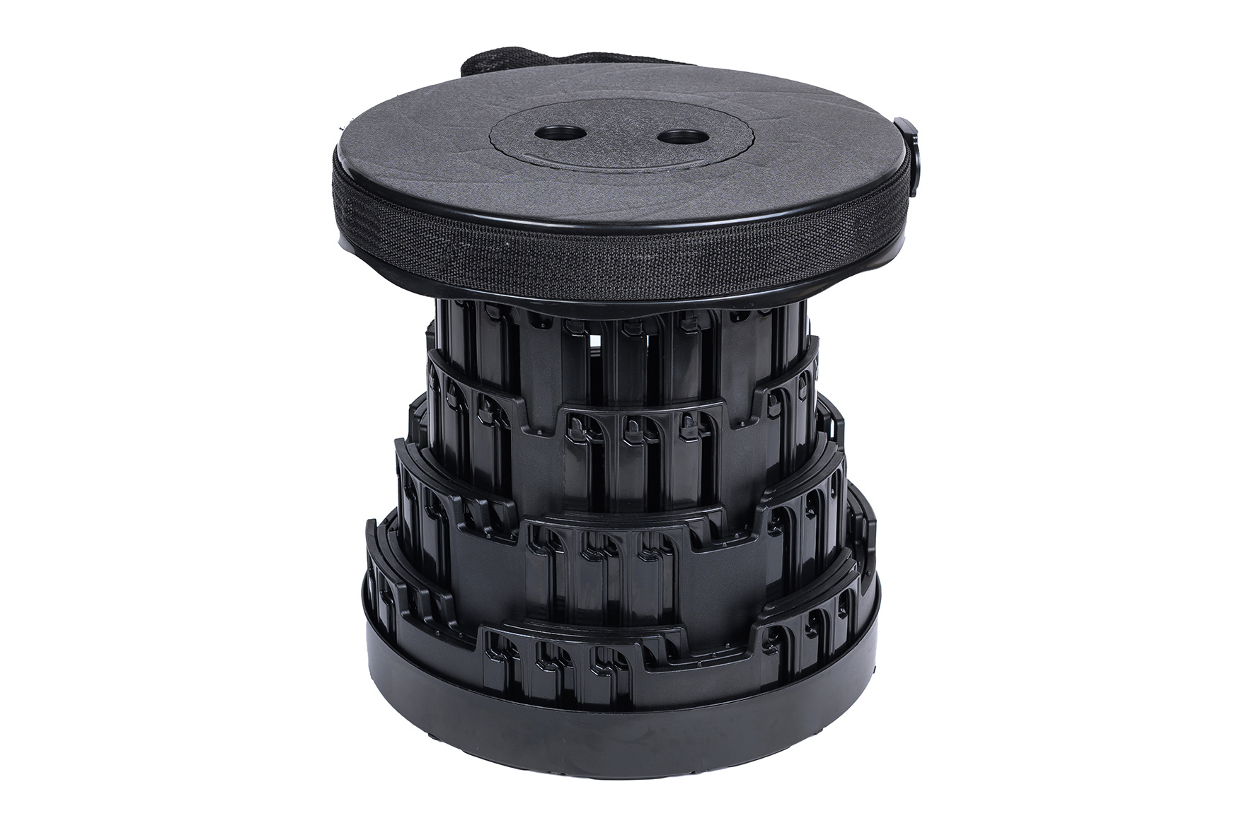 Telescopische opvouwbare kruk met draagband, extra stevig, zwart