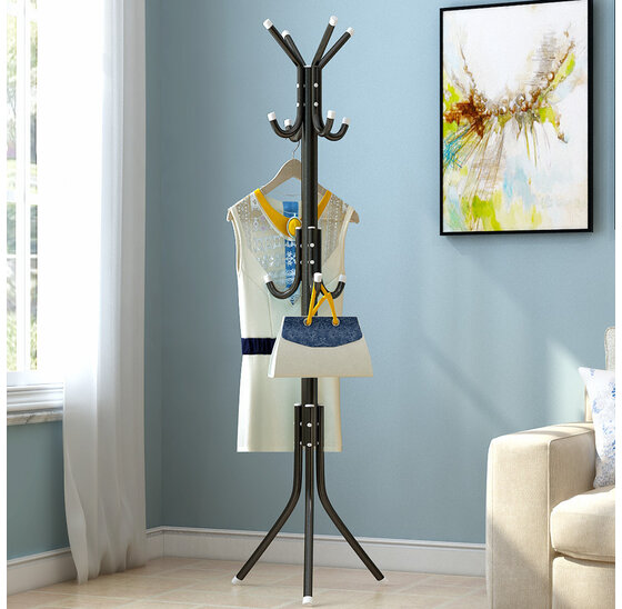 Alora staande kapstok zwart – Kapstok staand - Garderoberek – Industrieel - 175 cm – 11 haken