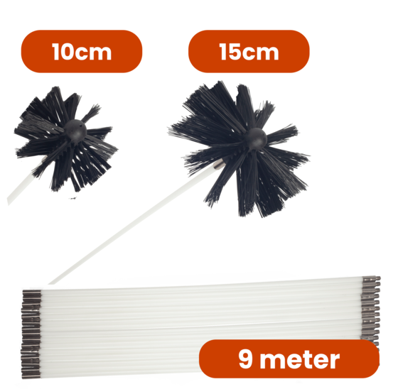 Schoorsteenborstel 9 meter met 2 borstels | Kibani
