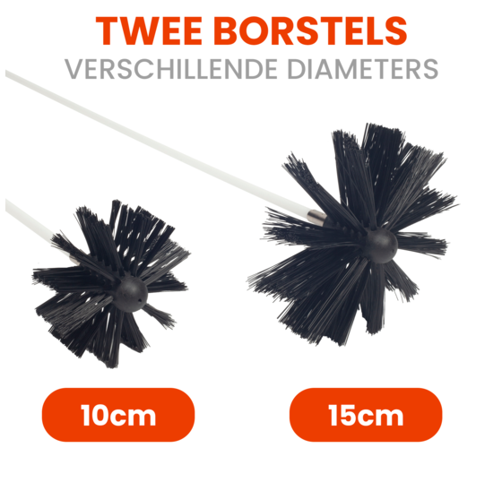 Schoorsteenborstel 9 meter met 2 borstels | Kibani
