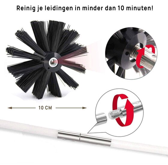 Schoorsteenborstel 9 meter met 2 borstels | Kibani
