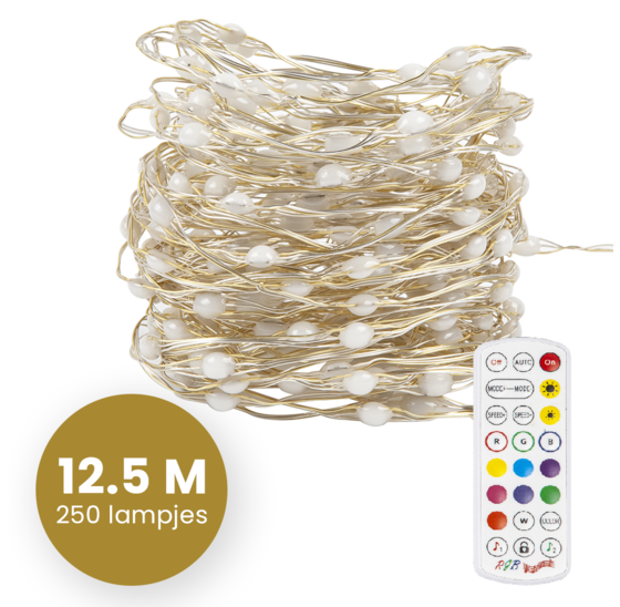 Alora Lichtsnoer 12.5 meter - Kerstverlichting - Fairy lights - Lampjes Slinger - Smart Home - Afstandsbediening - Verschillende kleuren - RGB Kleuren