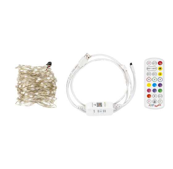 Alora Lichtsnoer 12.5 meter - Kerstverlichting - Fairy lights - Lampjes Slinger - Smart Home - Afstandsbediening - Verschillende kleuren - RGB Kleuren